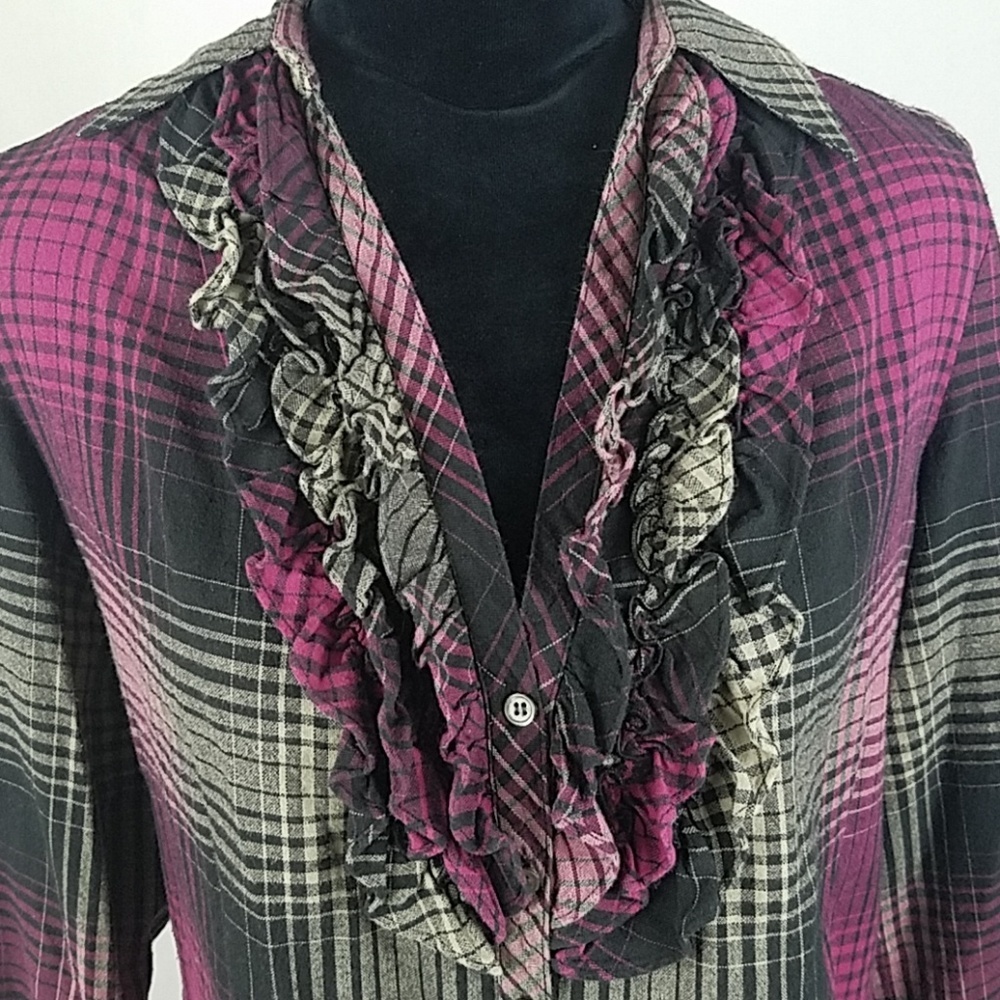 Joie women S "Fara" plaid tuxedo shirt flannel - Picture 4 of 7